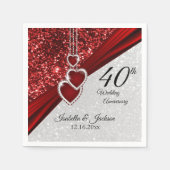 Serviette En Papier 40e anniversaire de la Parties scintillant rouge e (Devant)