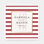 Serviette En Papier 40e anniversaire de Mariage Classic Ruby Stripe (Devant)