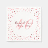 Serviette En Papier 40e Anniversaire de Mariage Cœurs de Confettis Rub (Devant)