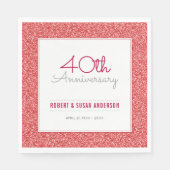 Serviette En Papier 40e anniversaire de Mariage Parties scintillant ro (Devant)