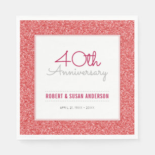 Serviette En Papier 40e anniversaire de Mariage Parties scintillant ro