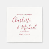 Serviette En Papier 40e anniversaire de Mariage Ruby Script élégant (Devant)