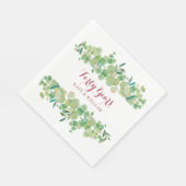 Serviette En Papier 40e anniversaire de mariage Ruby Script Verdure  (Coin)