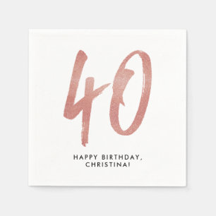 Serviette En Papier 40e anniversaire de naissance de l'or rose personn