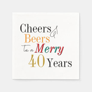 Serviette En Papier 40e anniversaire de Noël Cheers and Beers Joyeux