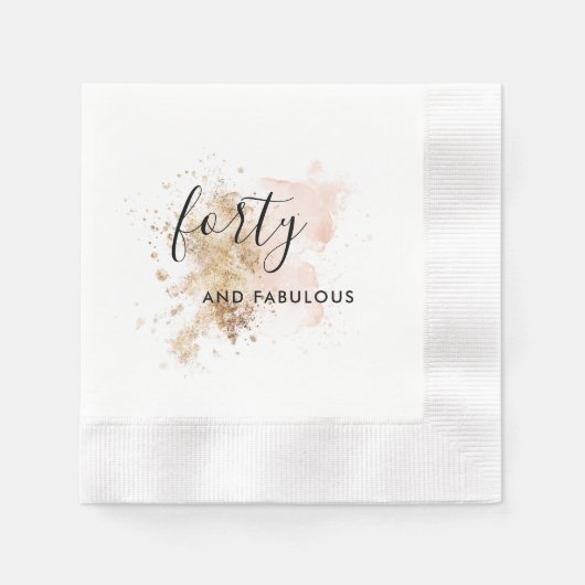 Serviette En Papier 40e anniversaire de rose et d'or (Devant)