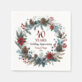 Serviette En Papier 40e anniversaire de Ruby Mariage Elégant hiver (Devant)