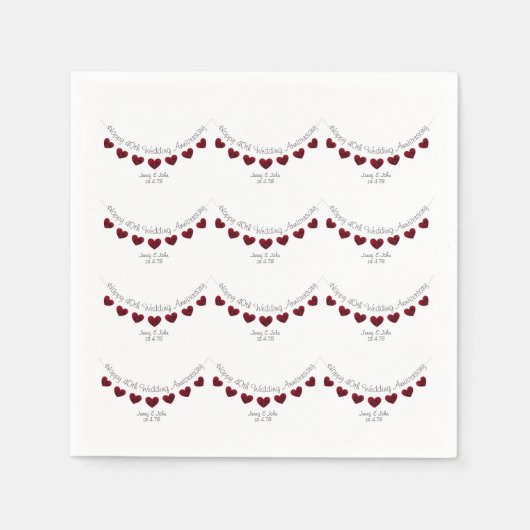 Serviette En Papier 40e anniversaire de Ruby Mariage serviettes person (Devant)