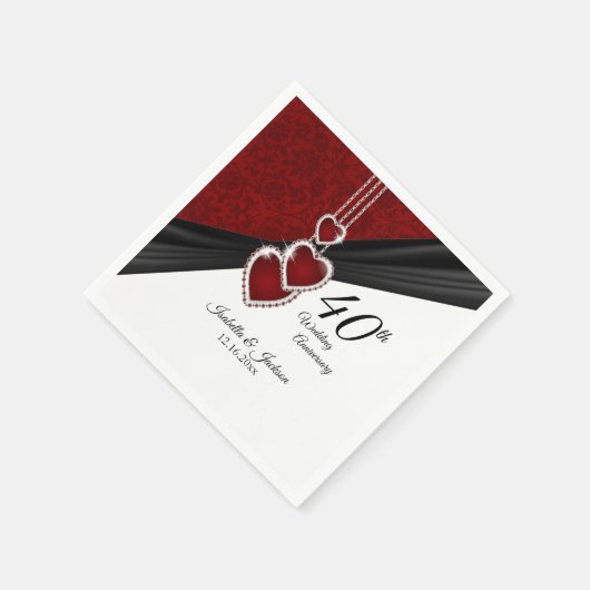 Serviette En Papier 40e anniversaire du Mariage de Ruby (Coin)