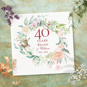 Serviette En Papier 40e anniversaire du Mariage de Ruby Garland Floral