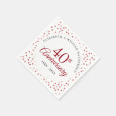 Serviette En Papier 40e anniversaire du Mariage Ruby Hearts Confetti (Coin)