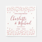 Serviette En Papier 40e anniversaire du Mariage Ruby Hearts Confetti (Devant)