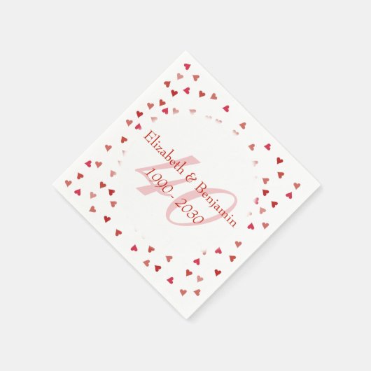 Serviette En Papier 40e anniversaire du Mariage Ruby Hearts Confetti (Coin)