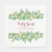 Serviette En Papier 40e anniversaire du Mariage Ruby Script Green (Devant)
