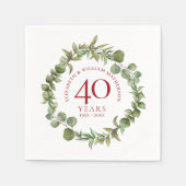 Serviette En Papier 40e anniversaire du Mariage Ruby Woodland Garland (Devant)