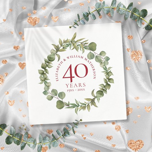 Serviette En Papier 40e anniversaire du Mariage Ruby Woodland Garland