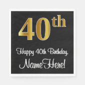 Serviette En Papier 40e anniversaire ~ Elégant Luxueux Faux Gold Look (Devant)