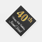 Serviette En Papier 40e anniversaire ~ Elégant Luxueux Faux Gold Look (Coin)