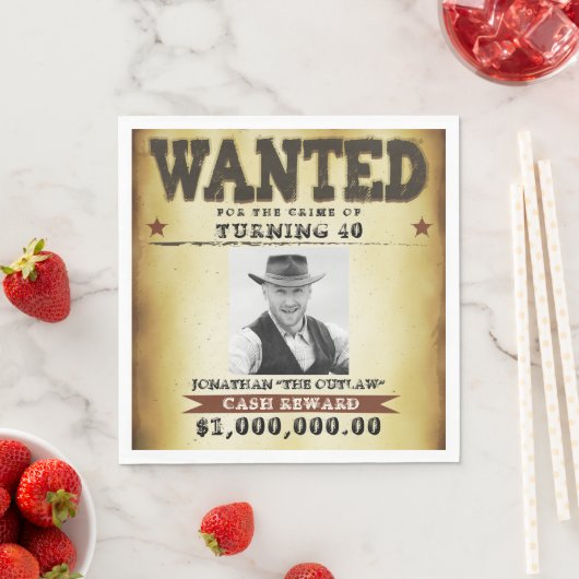 Serviette En Papier 40e anniversaire fête Cowboy thème Poster Recherch (En situation)