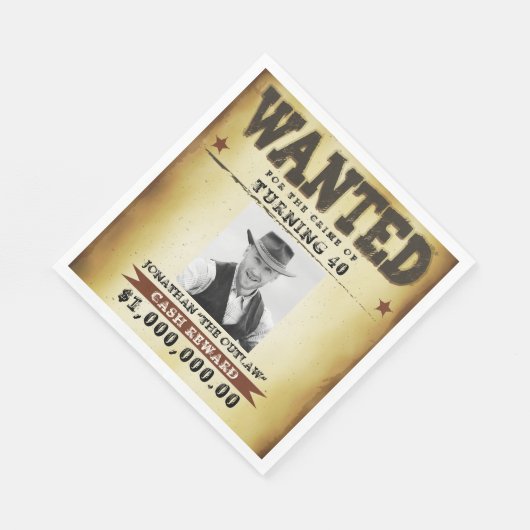 Serviette En Papier 40e anniversaire fête Cowboy thème Poster Recherch (Coin)