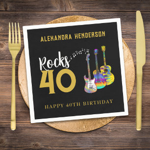 Serviette En Papier 40e Anniversaire Fête Musique Guitare Rocks 40