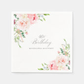 Serviette En Papier 40e anniversaire fête rose Floral Custom Cocktail (Devant)