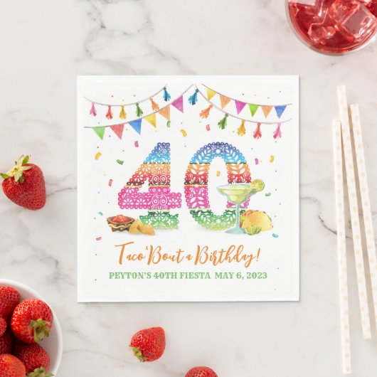 Serviette En Papier 40e anniversaire Fiesta Napkins (En situation)