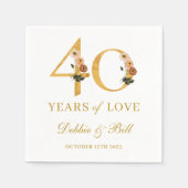 Serviette En Papier 40e anniversaire Fleur sauvage de fête 40 ans d'am (Devant)