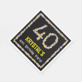 Serviette En Papier 40e anniversaire : Floral Flowers Numéro, Nom pers (Coin)