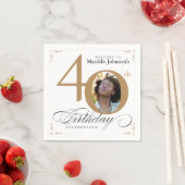 Serviette En Papier 40e anniversaire Gold White Calligraphie personnal (En situation)