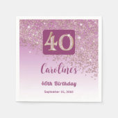 Serviette En Papier 40e anniversaire Joli Rose Parties scintillant or (Devant)