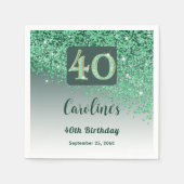 Serviette En Papier 40e anniversaire Jolie Parties scintillant verte (Devant)