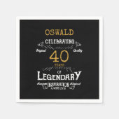 Serviette En Papier 40e anniversaire Légendaire Black Gold Retro (Devant)