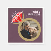 Serviette En Papier 40e anniversaire mariage bague rouge rubis photo (Devant)