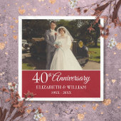 Serviette En Papier 40e anniversaire Mariage photo Elegant Ruby