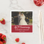 Serviette En Papier 40e anniversaire Mariage photo Elegant Ruby (En situation)