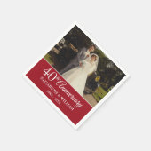 Serviette En Papier 40e anniversaire Mariage photo Elegant Ruby (Coin)