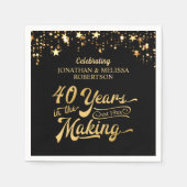 Serviette En Papier 40e anniversaire Mariage rétro Black Gold Stars (Devant)