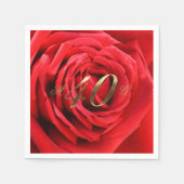 Serviette En Papier 40e anniversaire Mariage Roses rouges Coeur élégan (Devant)