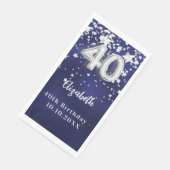 Serviette En Papier 40e anniversaire marine bleu argent étoiles (Coin)