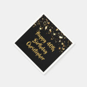 Serviette En Papier 40e Anniversaire Moderne Black Gold Stars Nom (Coin)