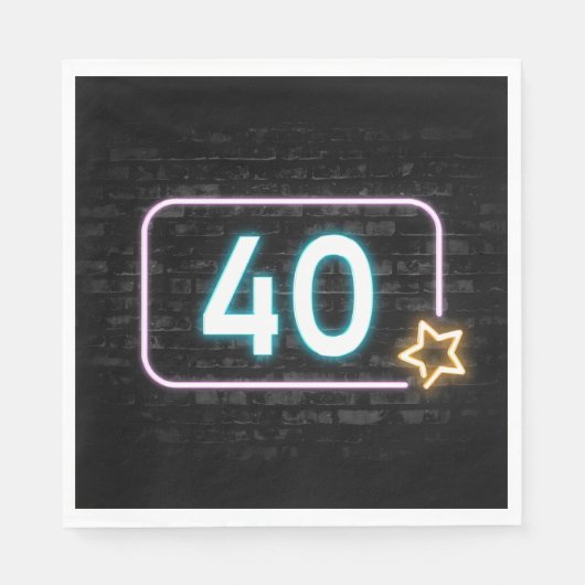 Serviette En Papier 40e anniversaire Neon Connexion en brique (Devant)