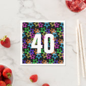 Serviette En Papier 40e Anniversaire Neon Étoiles sur noir (En situation)