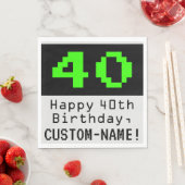 Serviette En Papier 40e anniversaire - Nerdy / Geeky Style "40" & Nom (En situation)