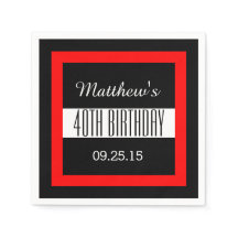 40e anniversaire Noir avec cadre rouge personnalis