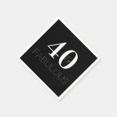 Serviette En Papier 40e anniversaire Noir et Blanc fête d'anniversaire (Coin)