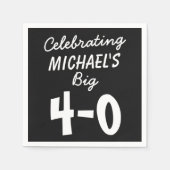 Serviette En Papier 40e anniversaire Noir Papier personnalisé serviett (Devant)