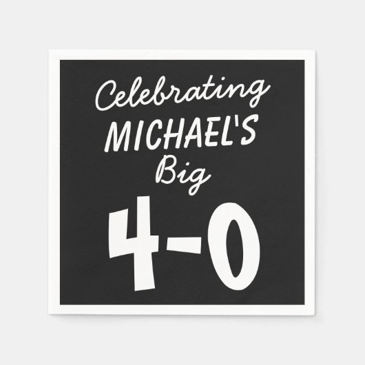 Serviette En Papier 40e anniversaire Noir Papier personnalisé serviett (Devant)