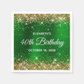 Serviette En Papier 40e anniversaire Parties scintillant d'or Emerald  (Devant)