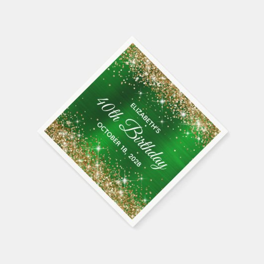 Serviette En Papier 40e anniversaire Parties scintillant d'or Emerald  (Coin)